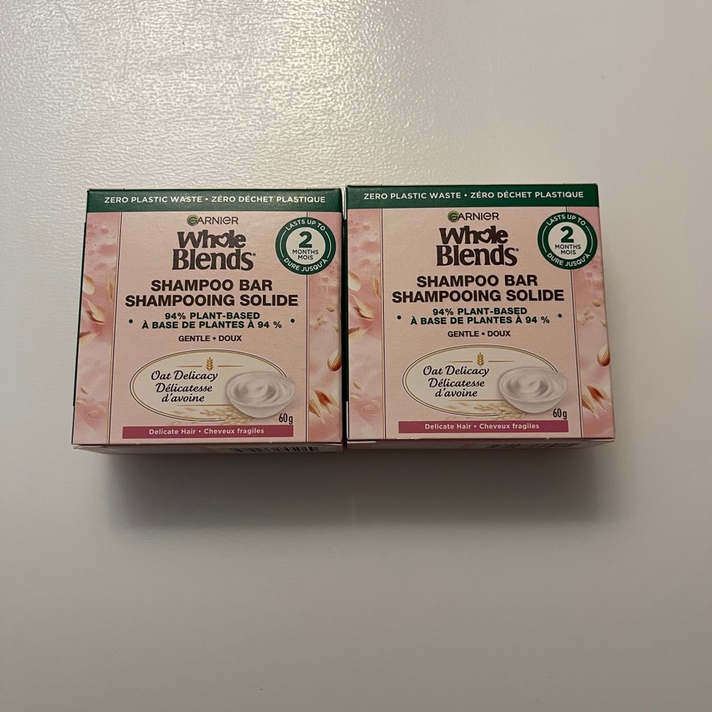 lot of 3 NEW Garnier Haircare Whole Blends Oat Delicacy Softening Shampoo Bar 60